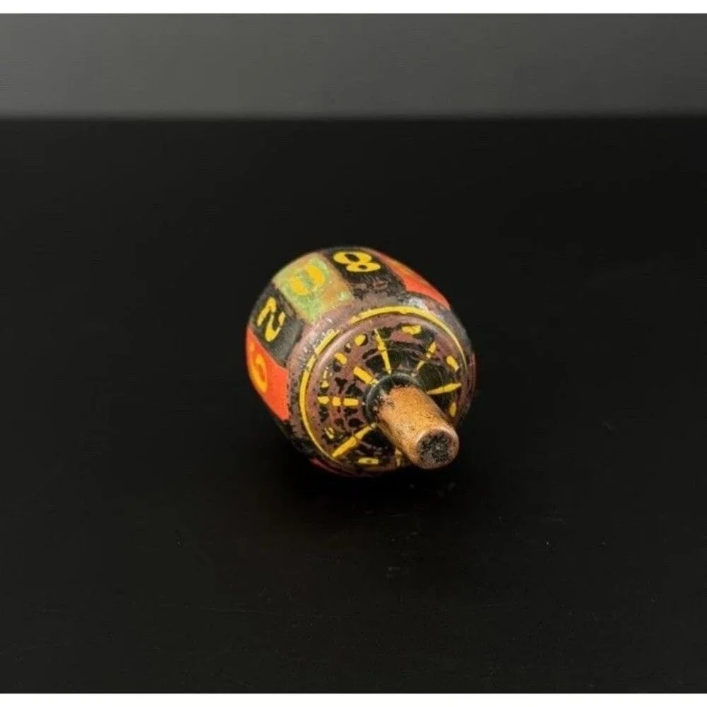 Antique Painted Wood Roulette Teetotum Gambling Spinner 0 00 Folk Art